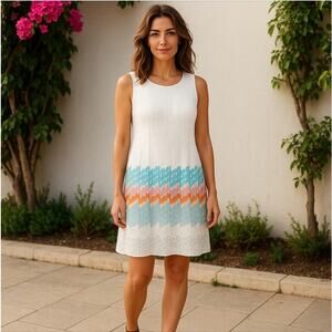 R&K White & Pastel Colored Lace Dress Size 18